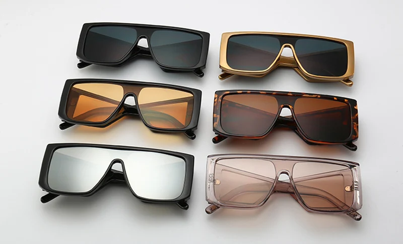 SHAUNA, квадратные солнцезащитные очки в стиле панк, мужские, двойные линзы, ветрозащитные, цельные линзы, очки для женщин, плоский верх, крутые ретро очки, солнцезащитные очки для мужчин