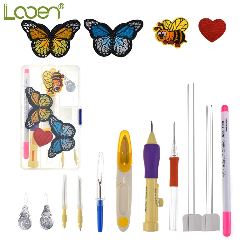 Looen Punch Embroidery Needles Magic Embroidery Stitching Punch Pen Set