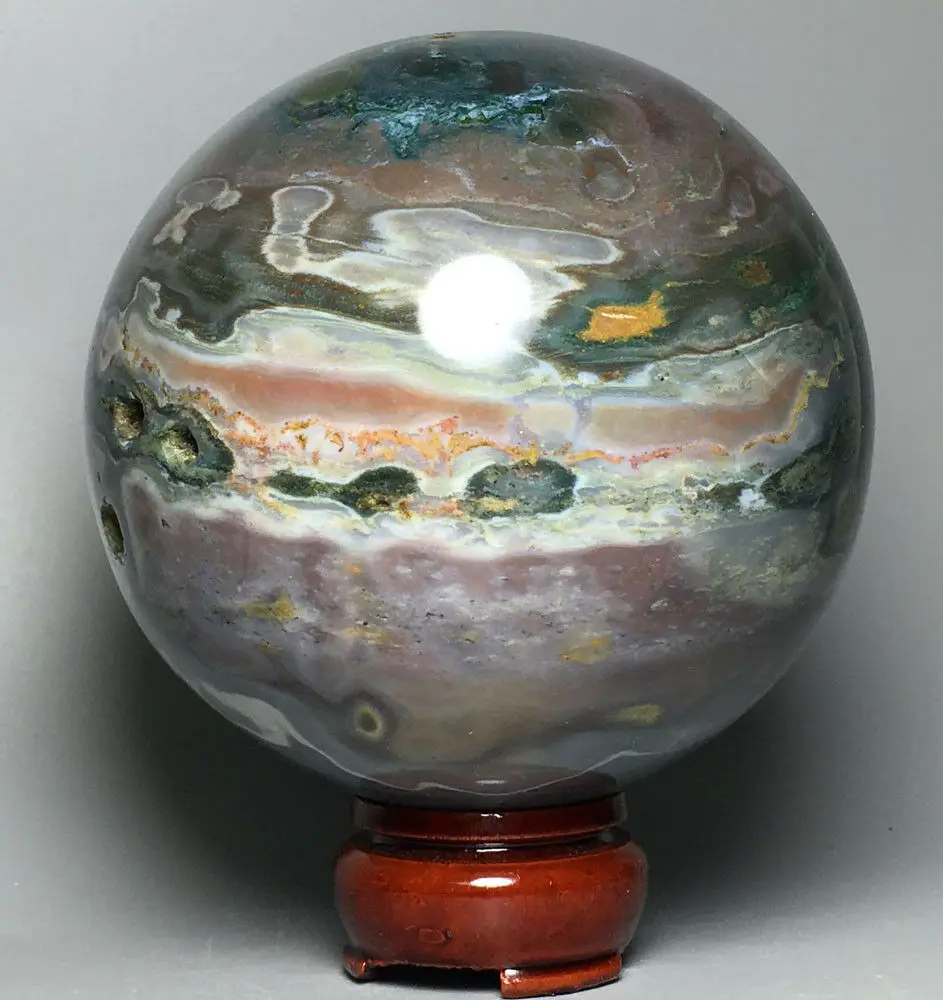 

1298g NATURAL OCEAN JASPER QUARTZ CRYSTAL BALL HEALING wedding souvenirs guests