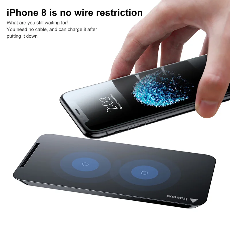 Baseus Qi Беспроводной зарядник Быстрая зарядка для iPhone X samsung Galaxy S9 мобильный телефон зарядное устройство для телефона с подставкой