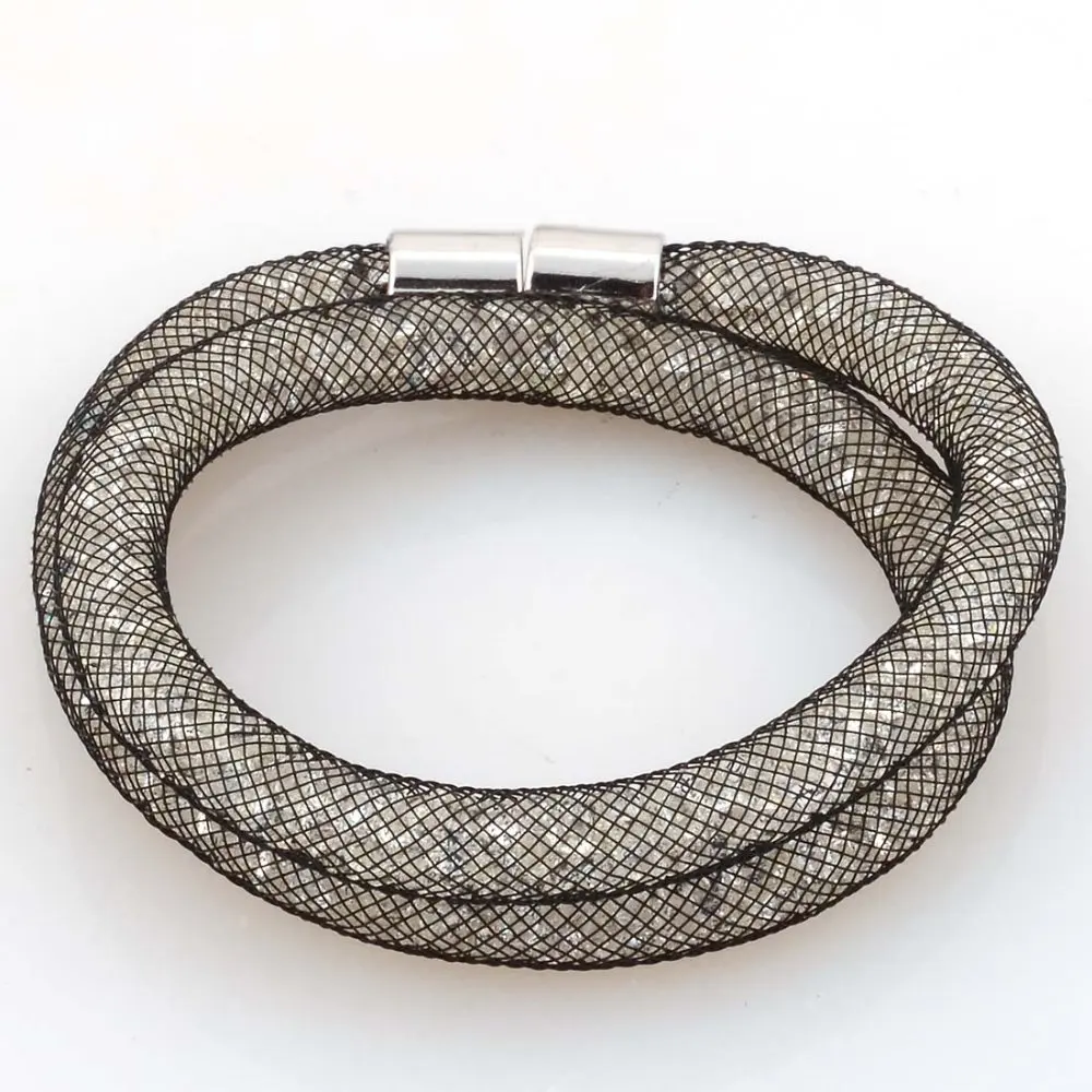 12pcs Whole Crystal Magnetic Bracelet With Mesh Double 12pcs Whole Crystal Magnetic Bracelet With Mesh Double Wrap Clasp Women Jewelry Choker Christmas Gift In Bracelets From