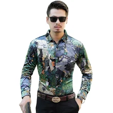 Новая мужская рубашка Мужская Новая Мода Бархатная приталенная рубашка с длинными рукавами Мужская рубашка повседневная мужская рубашка с цветами Размер M-3XL