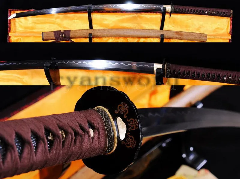 Высокое качество 1095 углеродистая сталь+ сложенная сталь HONSANMAI глина закаленная японский самурайский меч катана