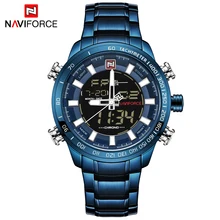 NAVIFORCE Лидирующий бренд для мужчин Военная Униформа Спорт часы светодио дный s светодиодный Аналоговый цифровые часы Мужской армии нержавеющи…