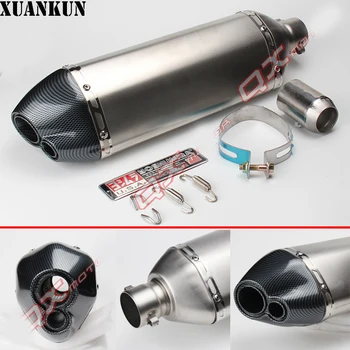 

XUANKUN Large Displacement Sports Car Modified Motorcycle Double Mouth Exhaust Pipe Imitation Carbon Fiber Imitation Titanium