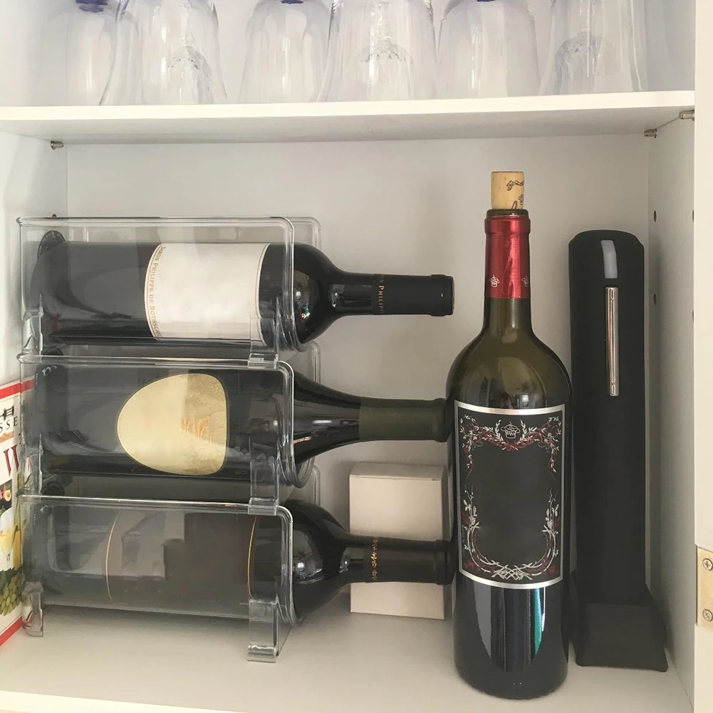 Plastic Wine Racks Free-Standing Bottle Storage Tools Vertical Stratification Storage Organizers
