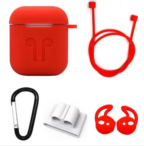5 в 1 сумка для наушников для AirPods чехол для наушников Защитная крышка для гарнитуры для Apple AirPods чехол Аксессуары - Цвет: red