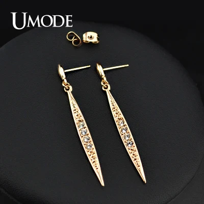 UMODE Hot Brincos Female With Rose Gold Color Austrian Rhinestones Crystal Stud Earrings For Women Jewelry Long Earrings AJE0168