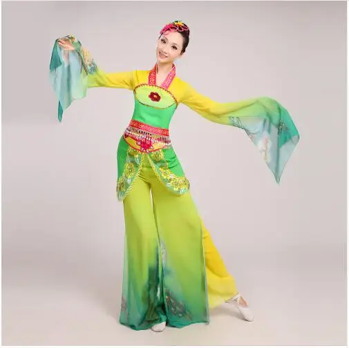 Customize woman peony Embroidery long sleeves Chinese classical dance costums water sleeves Ancient Fairy wear for performance