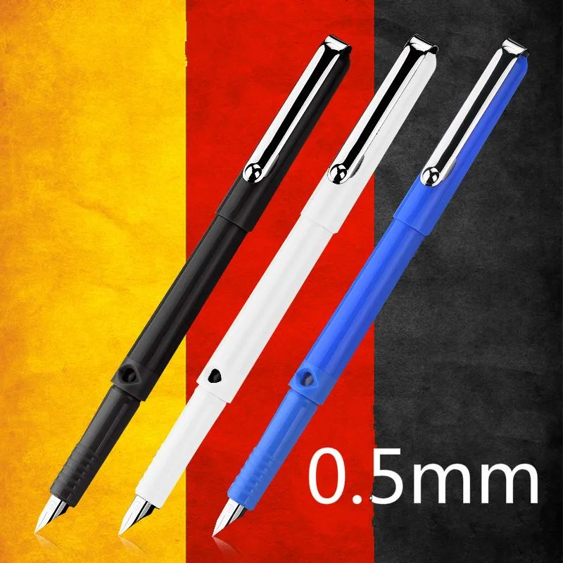 

High Quality Fountain Pen Iridium Nib 0.5mm Student Writing Calligraphy Pen BusinesStationery Black Blue White 3 Colors Optional