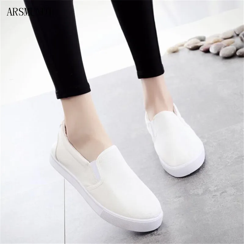 

ARSMUNDI 2019 New Style Women Flat Single Shoes Round Toe Shoes Woman Breathable Canvas Casual Shoes Free Shipping M518