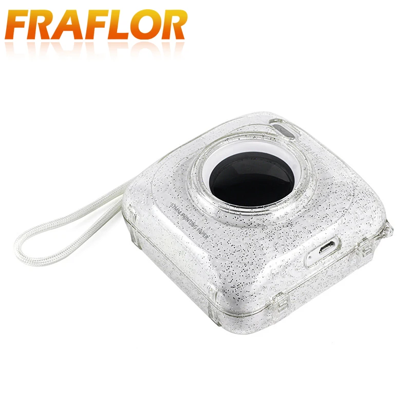 For Paperang Machine P1/P1S Protective Case Thermal Printer Transparent Anti-scratch Glitter Shell Crystal Case with Hand Strap