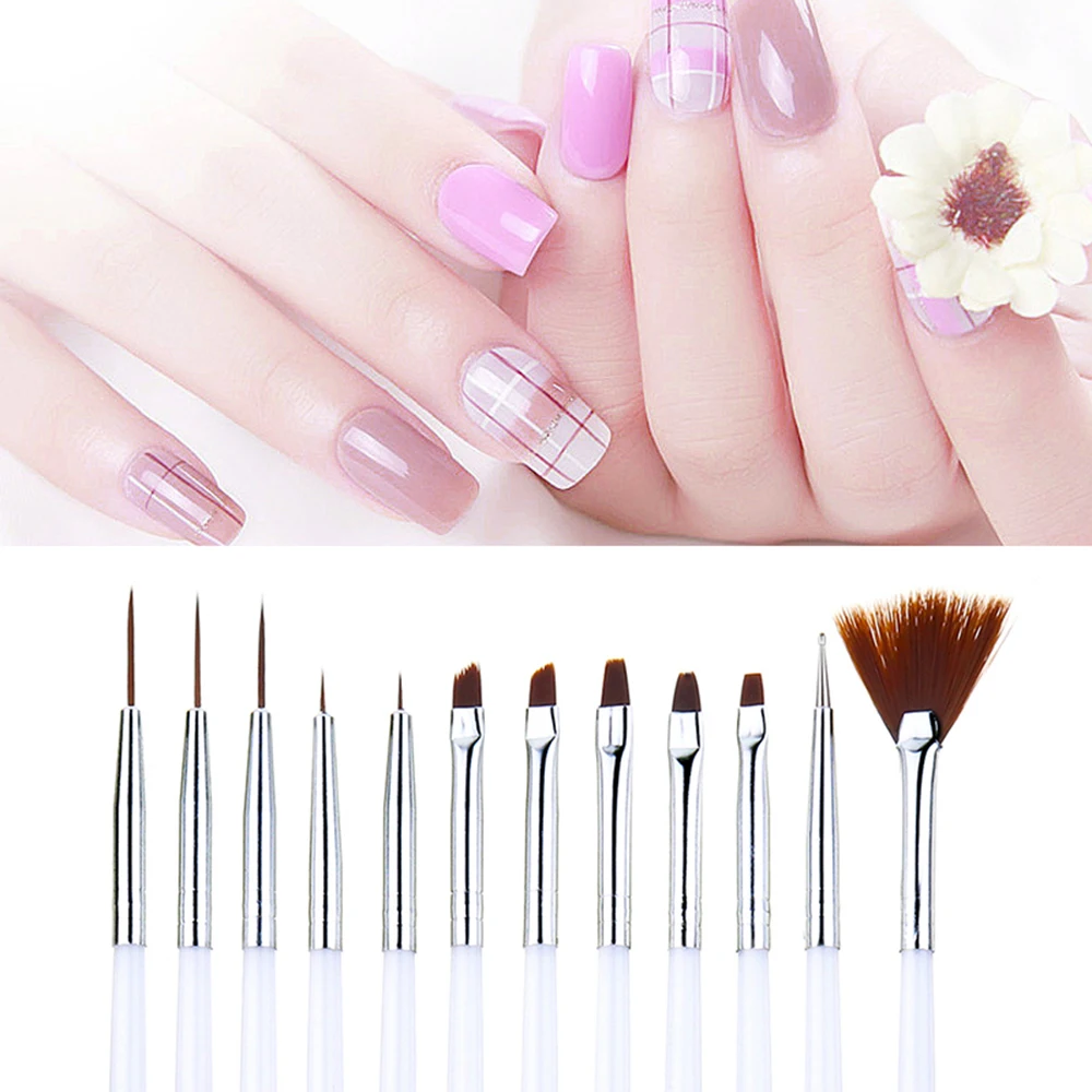

Nail Brush For Manicure Gel Brush For Nail Art 12Pcs/Set Ombre Brush For Gradient For Gel Nail Polish Painting Drawing