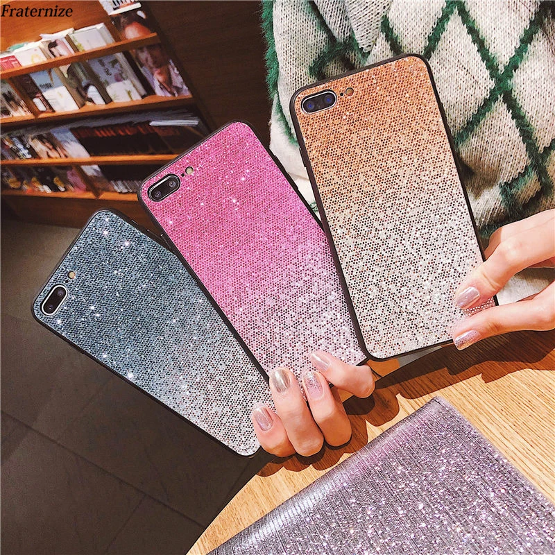 Phone Case For iPhone 6 6S 7 8 Plus Gradient Bling Glitter Silicone Soft TPU Cover X XS Max XR 5S 5 SE Fundas |