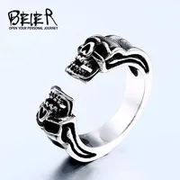 BEIER  Dropshipping Biker Skull Ring For Man Stainless Steel Unique Punk Men Cool Vintage good luchky Jewelry BR8-494