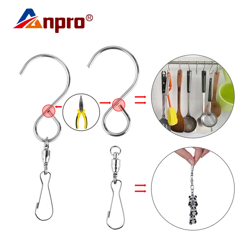 

Anpro 8 Pcs/Pack 360 Degree Rotating Multi-Purpose Hooks Kitchen Spoon Hang Storage Living Room Bedroom Wind Chimes Organization