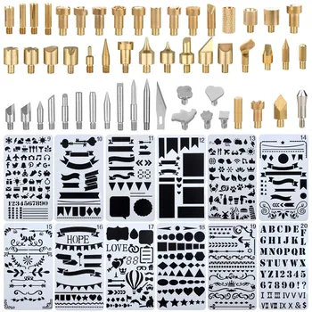 

65 Pcs Wood Burning Pen ,Carving Iron Tip,Stencil Soldering Iron Pyrography Working Carving Craft Tools for Woodworking, Leather