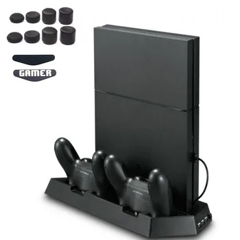 

PS4 Slim Fan Vertical Stand Dual Cooling Cooler Heat Sink Controller Charging Station 3 Extra USB For Playstation 4 Slim Console