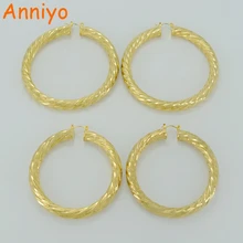 Anniyo 7 см/8 см, крученые большие серьги для женщин, Золотые серьги Дубаи ювелирные эфиопские, африканские сережки на Ближнем Востоке#030906