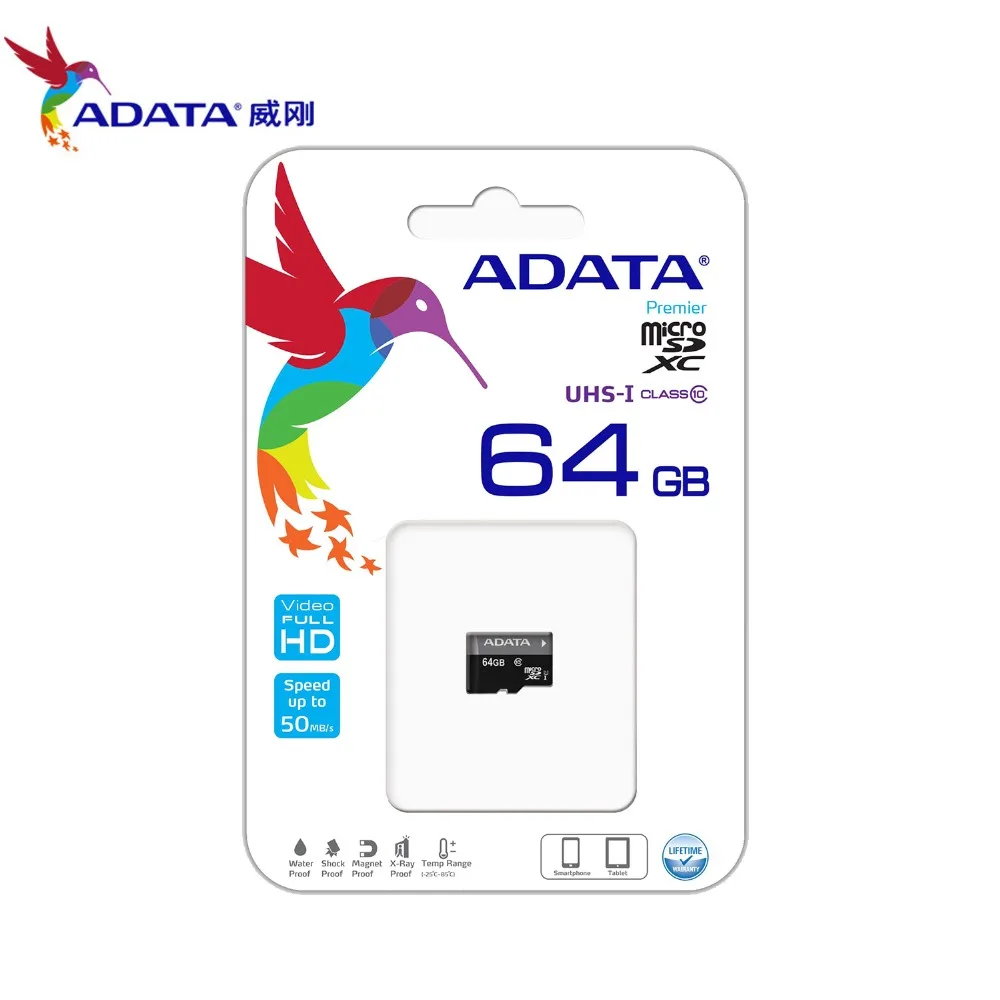 Карта памяти ADATA 64 Гб Micro sd карта класс 10 UHS-1 флэш-карта памяти Microsd TF/sd карта s для смартфонов/планшетов 16 ГБ 32 ГБ 128 ГБ