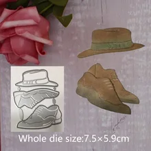Homem sapatos de couro chapéu metal corte de aço gravando dados para scrapbooking papel artesanato decoração para casa 7.5*5.9 cm