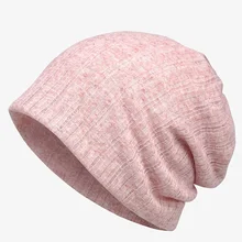 Хлопковая шапка с отверстием для хвоста весна лето Skullies Beanies женский шарф на шею шапка двойного назначения головной убор дышащий тюрбан для волос Повседневная для девочек