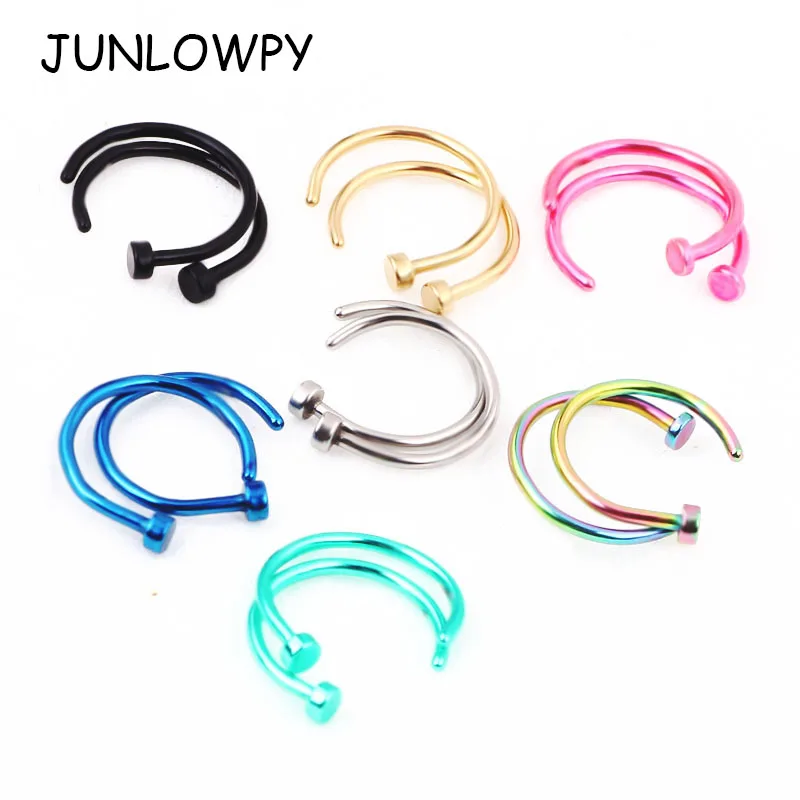 

Nose Piercing mix 7 colors 100pcs Titanium Anodized Clip Hoop Nose Rings Body Jewelry Drop Shipping