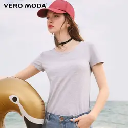 VeroModa, однотонная Однотонная футболка с круглым вырезом, 100% хлопок, базовый с коротким рукавом, футболка | 317101502
