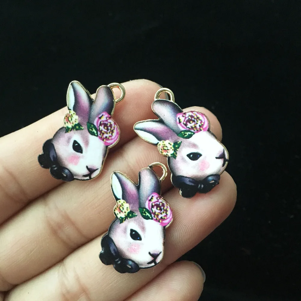 5 шт. металлические подвески в виде Головы Кролика|charm pendant|enamel pendantgold charm pendant |