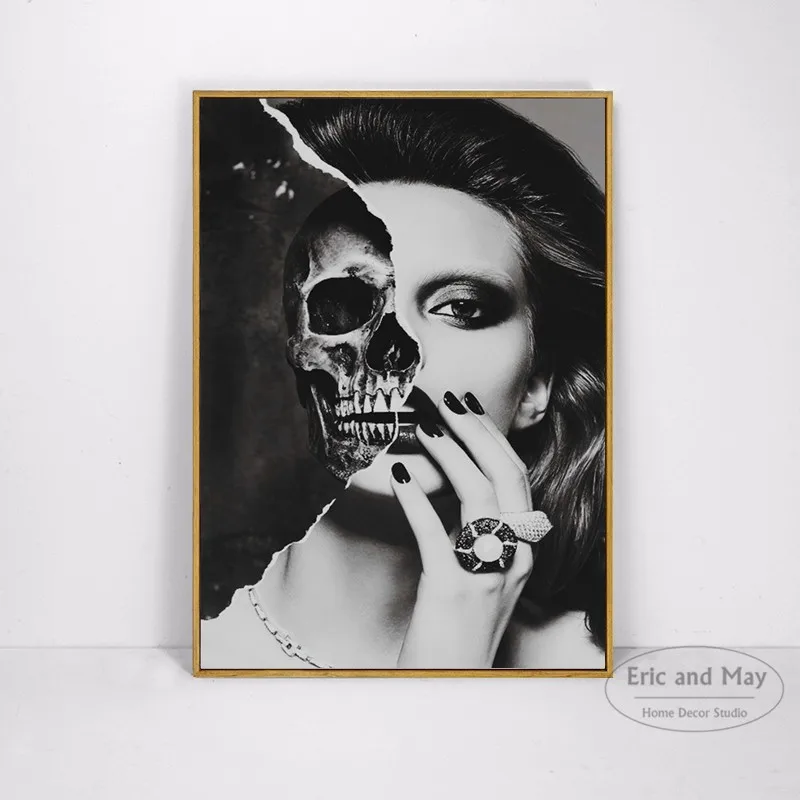 Half Skull Face Marilyn Canvas Art Print Painting Poster Wall Pictures For Room Decoration Home Decor Picture No Frame Painting Calligraphy Aliexpress