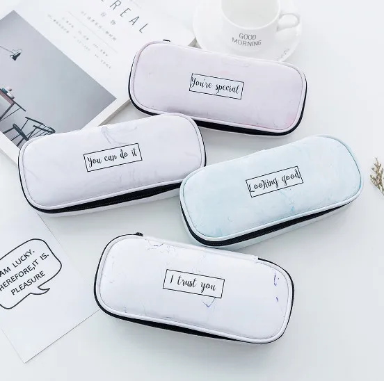 

Large Capacity Waterproof School Marble Pattern PU Pencil Cases Stationery Pencilcase Kawaii Bag Girls Pencil Case For School