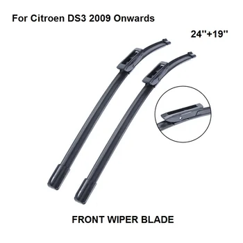 

Wiper Blade For Citroen DS3 24''+19'' 2 Pieces Windscreen 2009 Onwards Natural Rubber Car Accessories