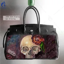 Мужские сумки-мессенджеры, большая текстильная сумка, ручная картина с изображением черепа тюльпана, мужская сумка для ноутбука, дорожные сумки