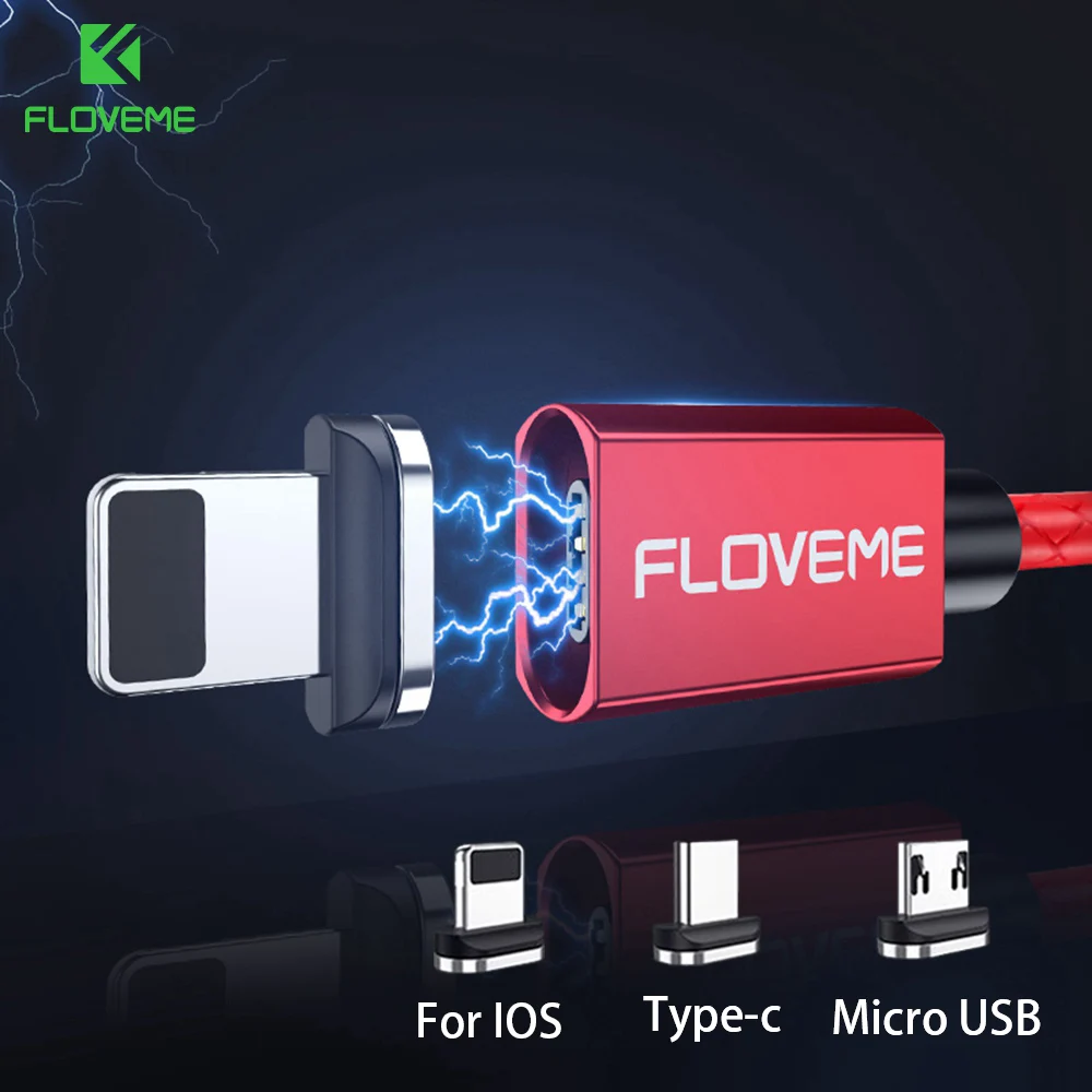 Cable USB magnético FLOVEME 3A Cable de carga rápida Micro USB tipo C para iPhone X XS Max XR 10 Cable cargador magnético de sincronización de datos Cobo