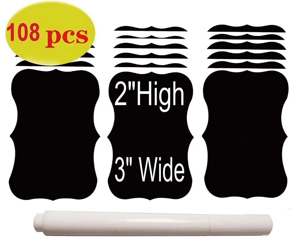 

108-Pack The BEST Large and Reusable Chalkboard Labels + Liquid Chalk Pen to Decorate Your Pantry Storage & Office