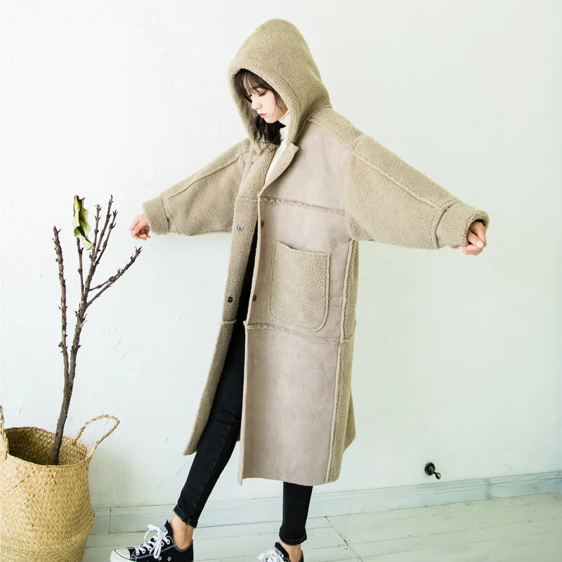 Tir Poches En Titotato Coton Fourrure Long Agneau Manteau Chaud À Tranchée Réel 2018 Neige Femmes Outwear Grandes Femelle Automne De Capuche Épais 8v0wNmn