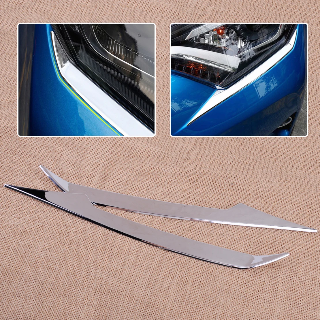 

CITALL 2pcs Car-styling Chrome Plated Front Head Light Eyelid Trim Molding Fit for Toyota RAV4 2016 2017