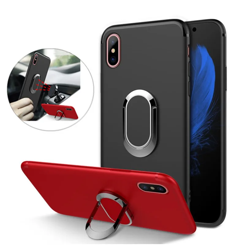Luxury Metal Ring Stand Phone Case For iPhone X 360 Rotating