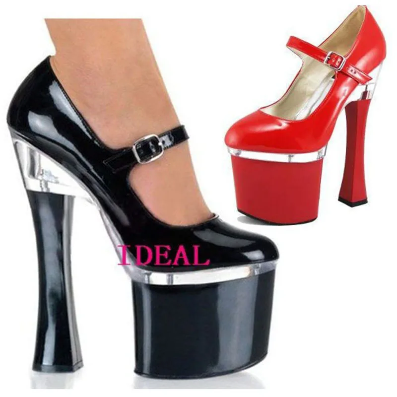 

20cm Centimeter Super High-heeled Shoes Performance Rough-heeled Red Wedding Stage Banquet Nightclub Mod