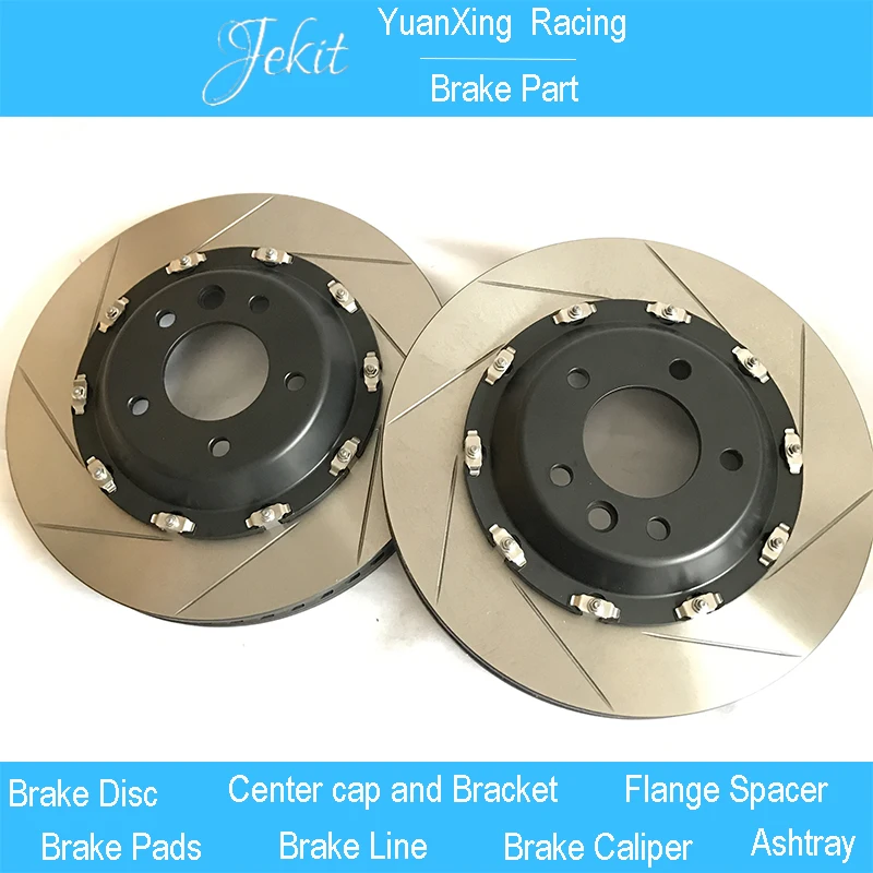 

Jekit car accessories 380*34mm 2 front discs with floating bell for cayenne turbo s 2008 front stock brake caliper