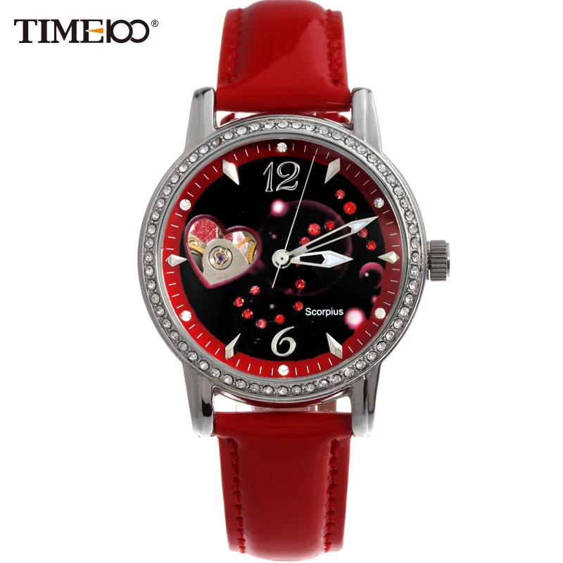 TIME100 Ladies New Fashion 12 Constellation Scorpio Automatic font b Mechanical b font Self Winding Skeleton