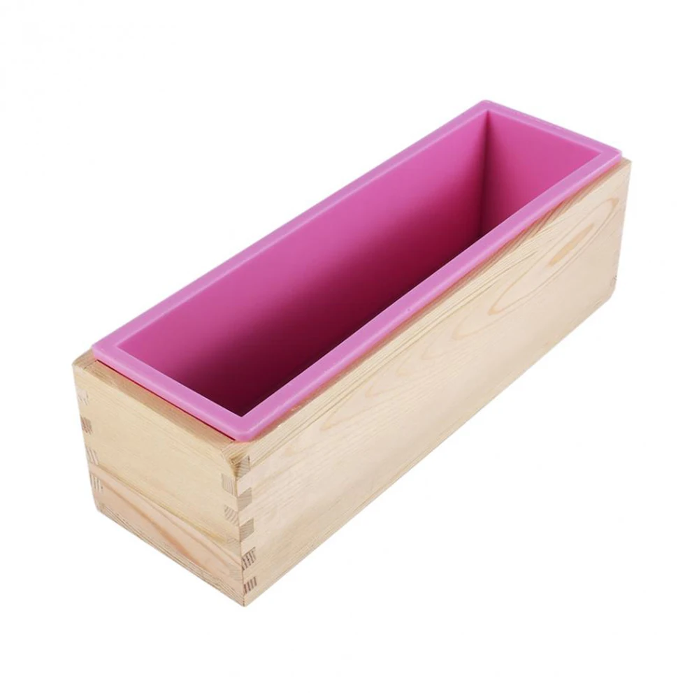 1200ml Silicone Soap Mold Rectangular Wooden Box with Flexible Liner for DIY Handmade Loaf Mould Soap Mold Cake Decorating Tools - Цвет: 1200ml