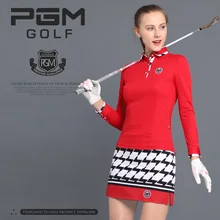 PGM одежда для гольфа женский летний мягкий обтягивающая высокоэластичная спортивный костюм блузка с длинными рукавами короткая клетчатая юбка для леди