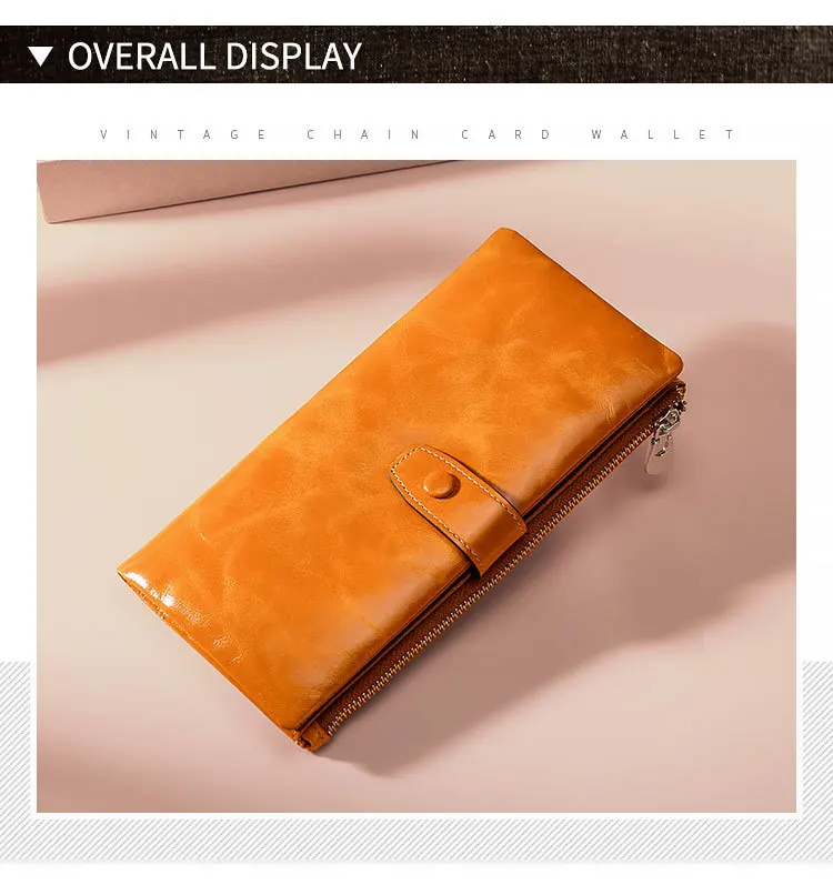 Quality First Layer of Cowhide Female Wallets Zipper Real Leather Long Design Lovers Men/Women RFID Wallets Mobile Phone Clutch