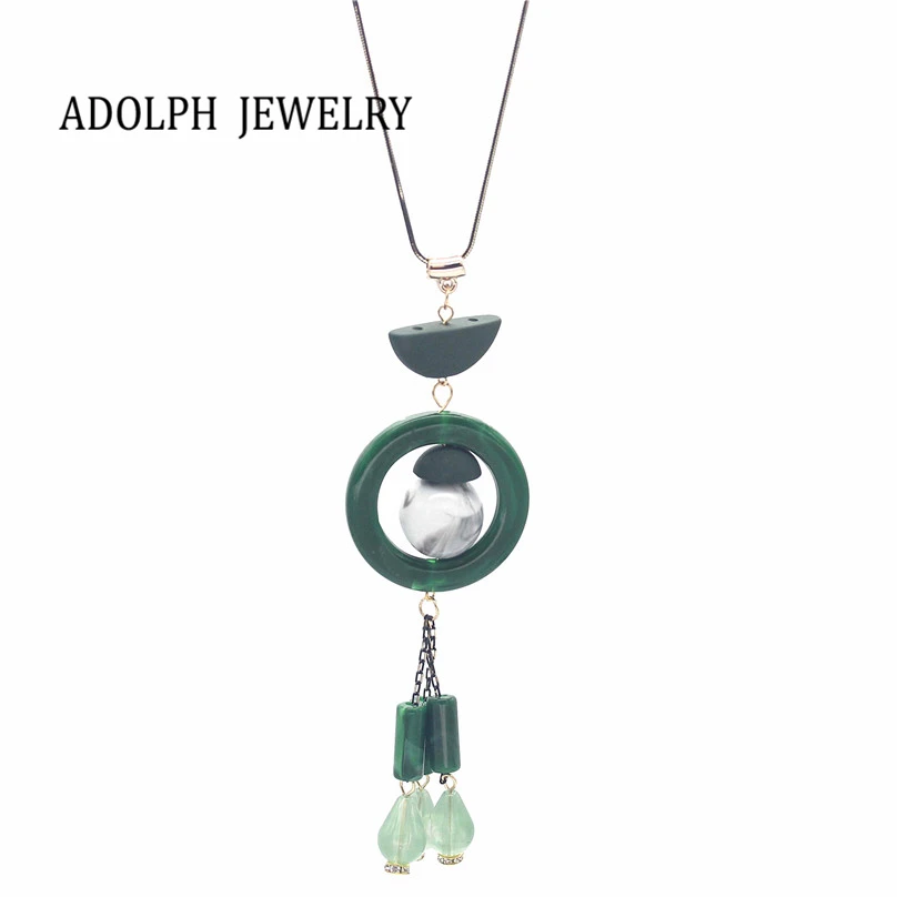 

ADOLPH Korea Fashion Long Round Ball Crystal Chain Necklace For Woman 2017 New Jewelry Statement Maxi Necklaces & Pendants Hot