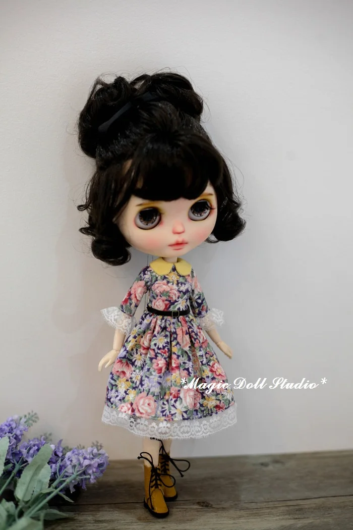 [MG689] Новинка года Neoblythe кукла платье# цветок печатных с кружево платье для Neoblythe Azone OB24 куклы в розницу