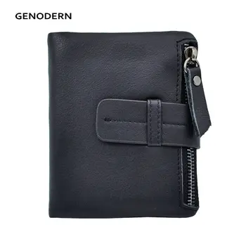 

2017 Short Male Wallet with Zipper Coin Pocket Black Brown Vertical Genuine Leather Wallet for Men Cowhide Male Purse Wallets