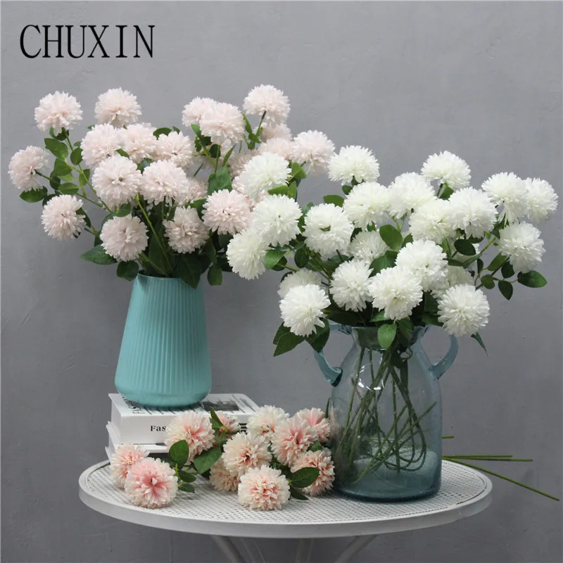 

CHUXIN wedding Artificial flower decoration 3 head ball chrysanthemum home decoration silk flower bride holding fake flowers