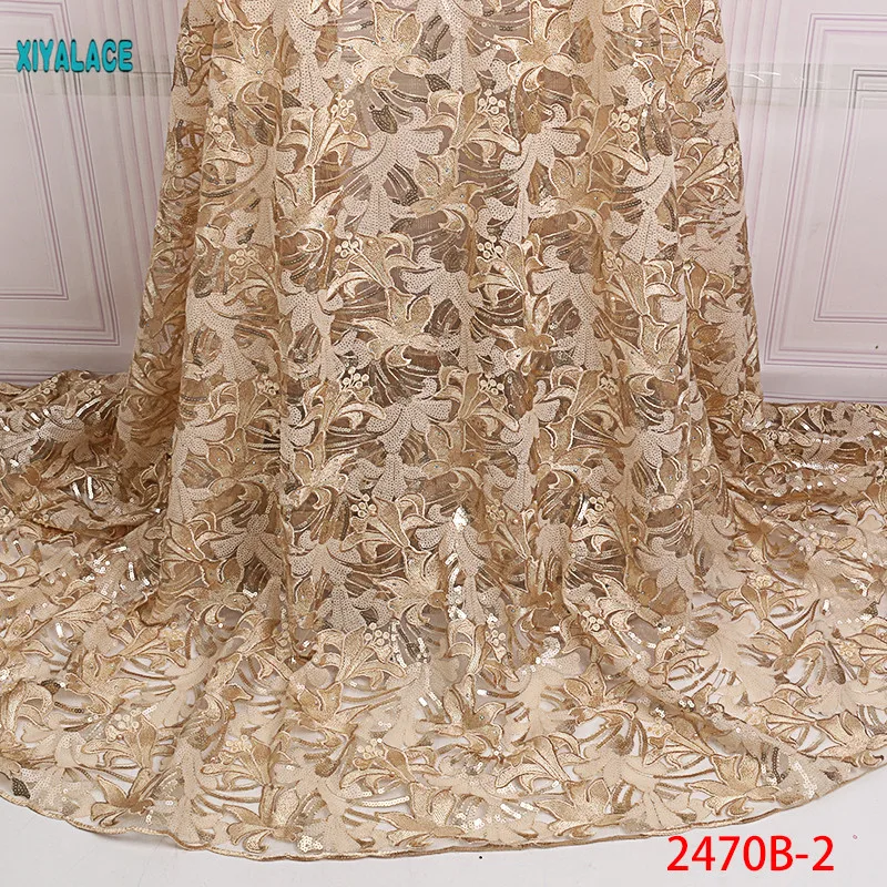 Африканская кружевная ткань высокого качества нигерийские кружевные ткани органза блестки бисер расшитый французский фатин кружевная ткань YA2470B-3