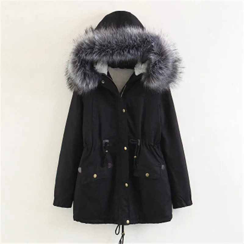 Coton Taille Black Grande Capuchon Vêtements À blue Grand 2018 Self Agneau Manteau Femmes De Longues Nouveau gray armygreen Col Casual navy Hiver cultivationg101 En Fourrure 4jLcAq5R3